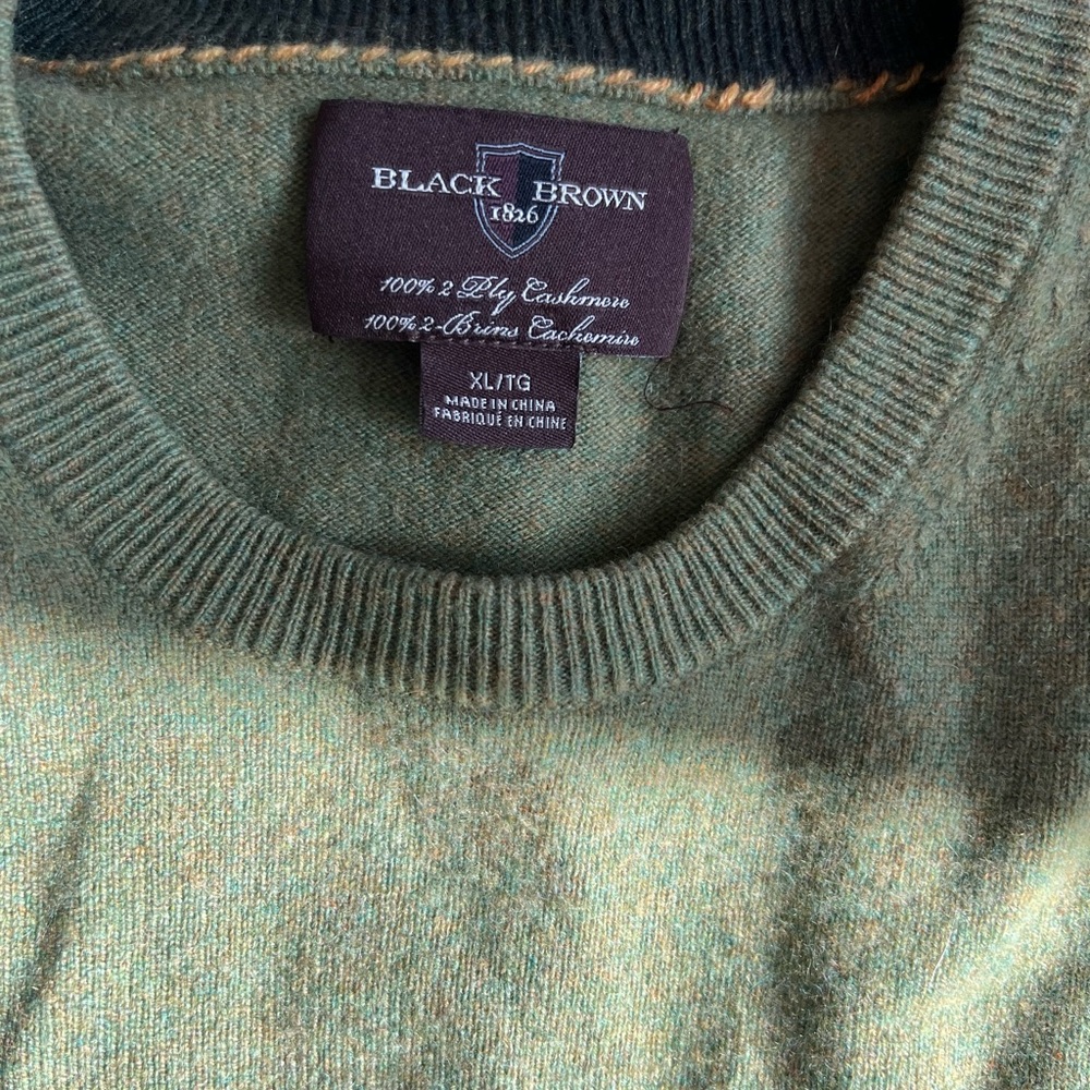 Black Brown 1826 Olive Cashmere Crewneck Sweater